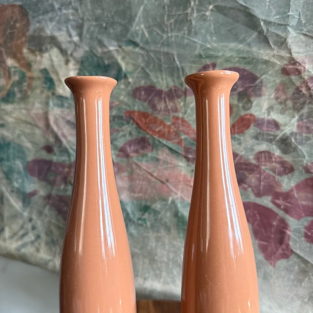 Rosenthal Netter Mid Century Terracotta Color High Glaze Ceramic Bottle Vase Set